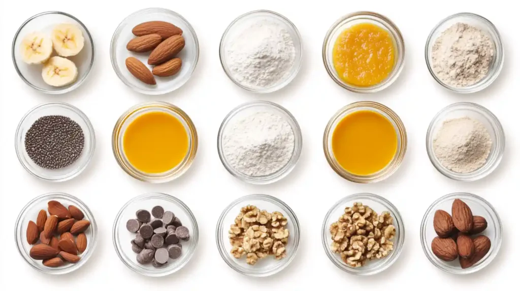 all ingredients for a Pumpkin Banana Bread recipe