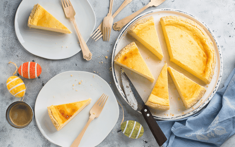 Classic New York cheesecake with graham cracker crust