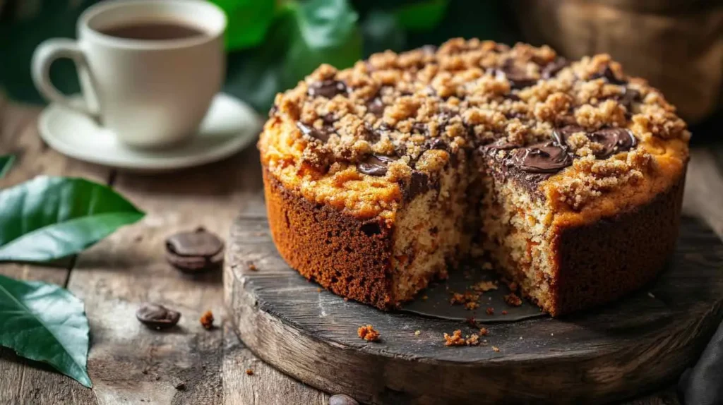 Carrot Cake Coffee Cake Recipe with Chocolate Swirl and Streusel Topping