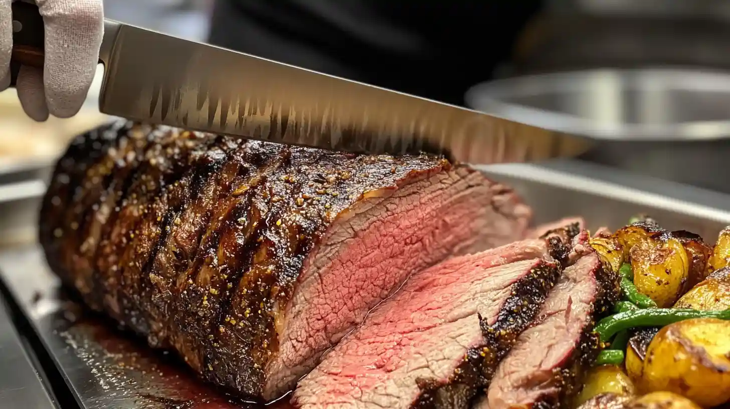 standing rib roast recipe salt, pepper, and fresh herbs ready for roasting.