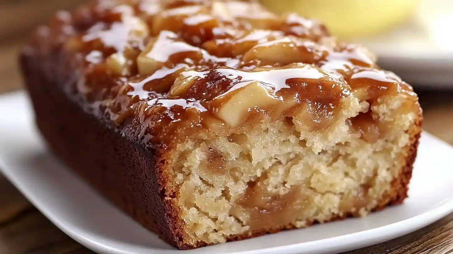 Apple banana bread loaf with a golden baked crust