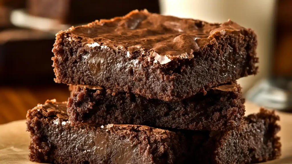 Protein brownie ingredients including cocoa powder, protein powder, almond flour, and eggs arranged on a countertop.
