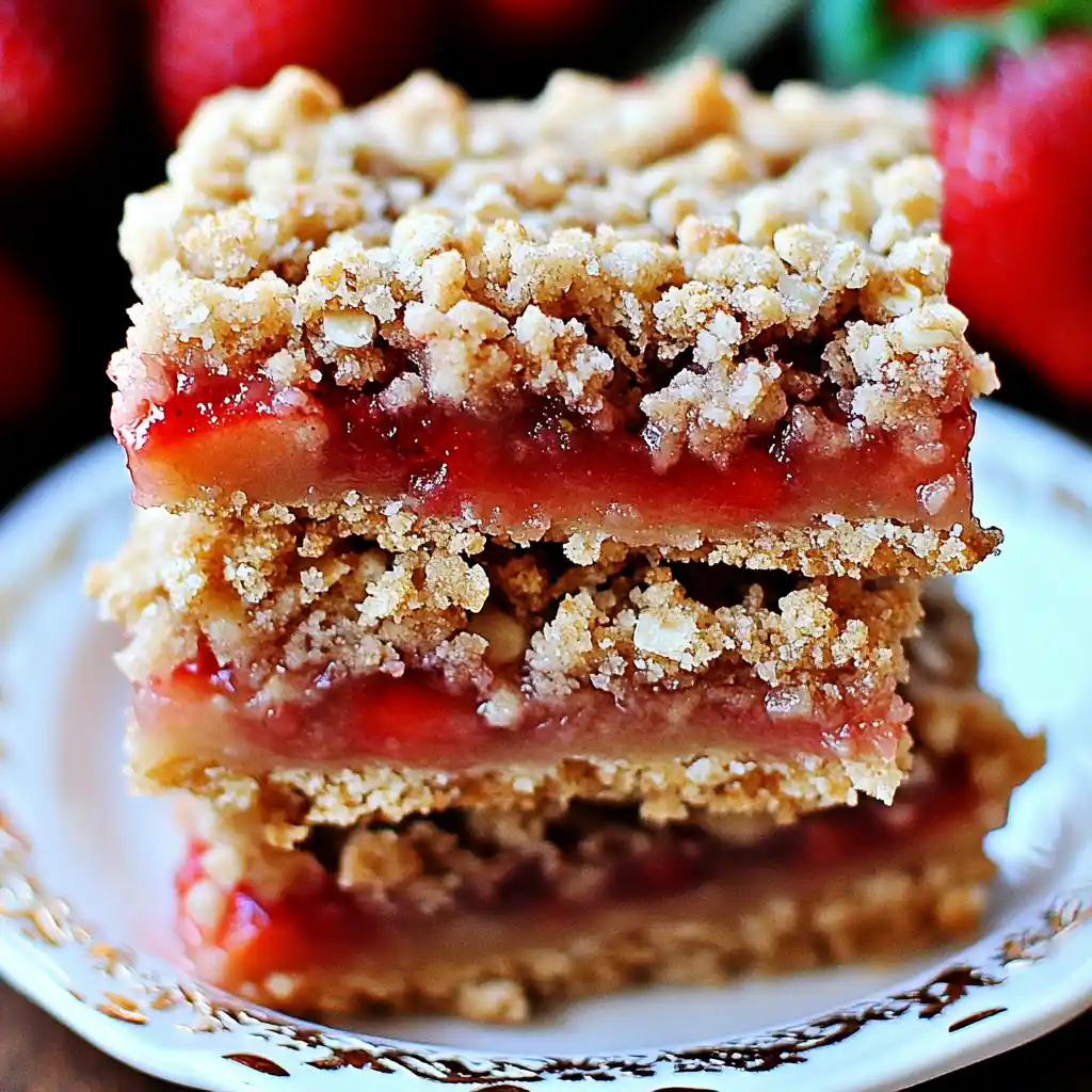 freshly baked Strawberry Oatmeal Crumble Bars
