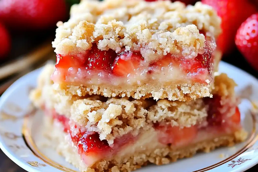 Freshly baked Strawberry Oatmeal Crumble Bars