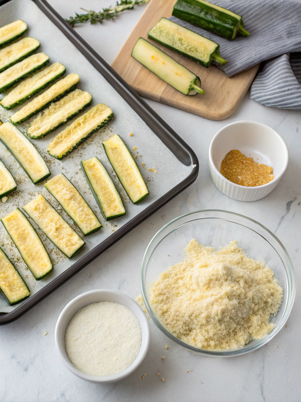 Crispy Parmesan Crusted Zucchini Fries preparing steps