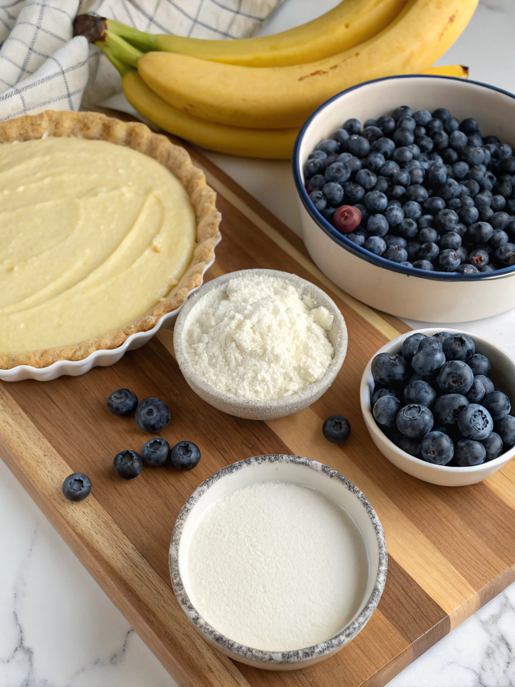Ricotta Banana Blueberry Pie ingredients