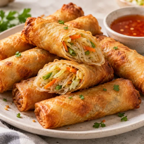Crispy Lumpiang Sotanghon with vegetable glass noodle filling