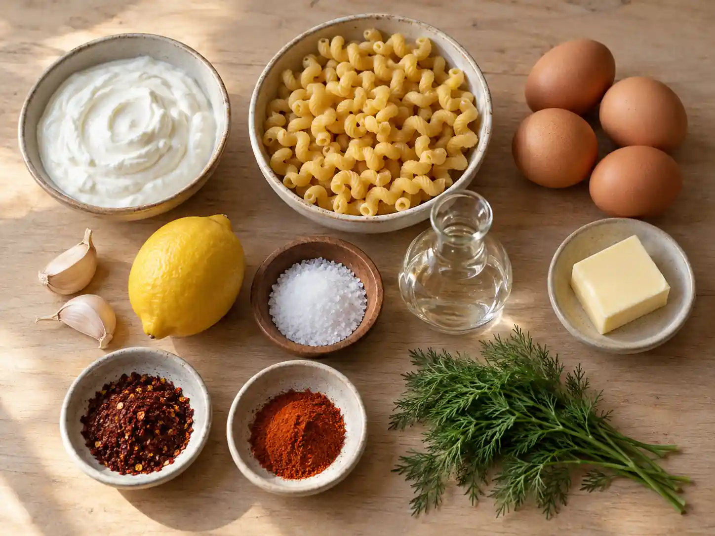 Ingredients for Turkish eggs pasta