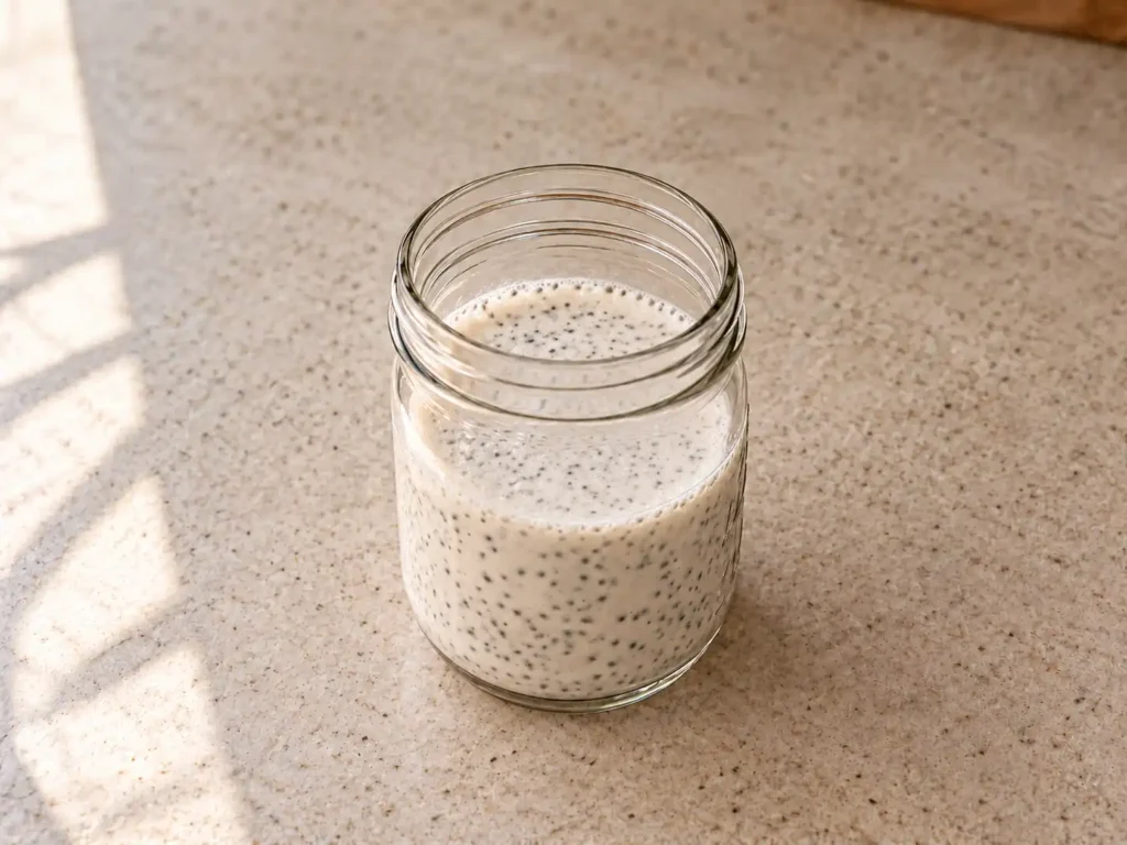 Chia pudding thickening after its first counter rest